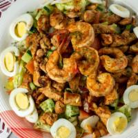 Big Bill Salad · Grilled chicken and grilled shrimp.