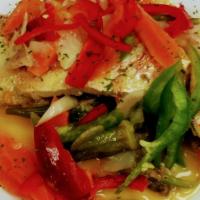 Steamed Snapper · Snapper steam with coconut sauce  natural herbs