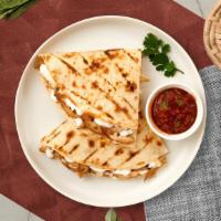 Cue In Quesadilla  · Cheese wrapped in a grilled tortilla.