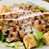 Stellas Chicken Caesar Salad · Romaine lettuce with organic grilled chicken, parmesan cheese, and croutons, caesar dressing...