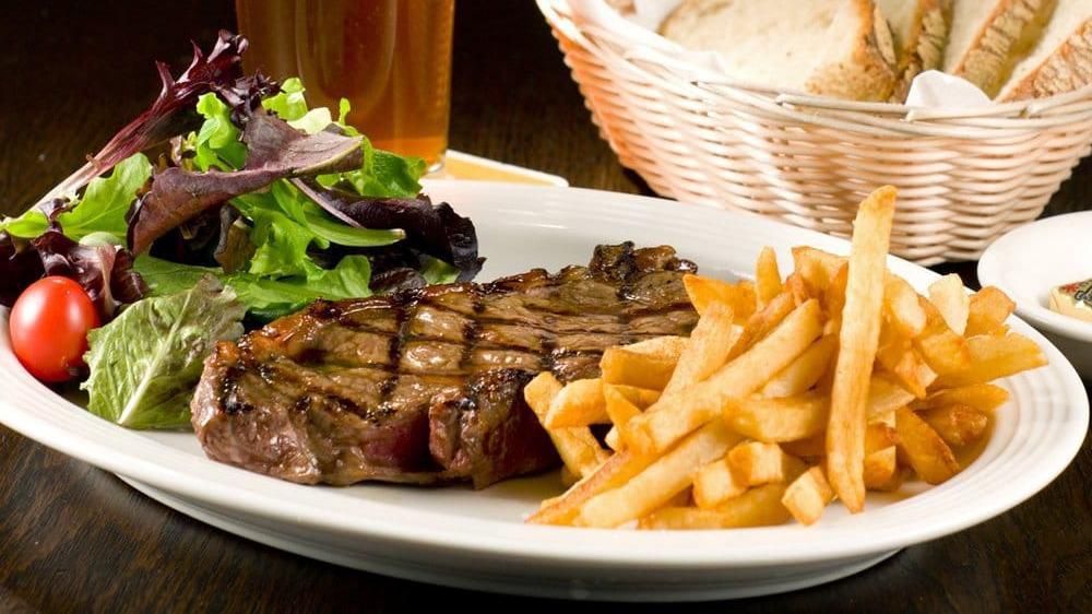 Steak Frites · Sewed with fries & peppercorn sauce.