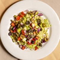 Continental Salad · Chopped Lettuce, Tomato, Onion, Olives, Cucumbers, House Vinaigrette.