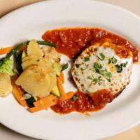 Chicken Parmesan  · Serves with mixed vegetables.