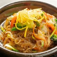 Jabchae · Stir-fried noodles with toppings and choice of housemade soy sauce or sweet chili sauce.
