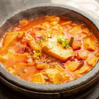 Soondubu Stew · Silken tofu and vegetable soup and choice of toppings.