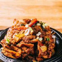 Jeyook Bokum · Stir-fried vegetables and spicy pork in a sweet and chili OHHO sauce.