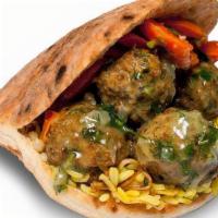 Turkish Meatball Pita · Baked beef and lamb were rich with Turkish spices, accompanied by an authentic flavorful bro...