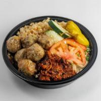 Turkish Meatballs Bowl · Baked beef and lamb were rich with Turkish spices, accompanied with authentic flavorful both.