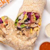Chicken Salad · Grilled chicken, mayo, cranberries, raisins, carrots & lettuce on whole wheat wrap.