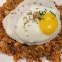 Kimchi Fried Rice · Hot. Fried rice with kimchi topped with fried egg.