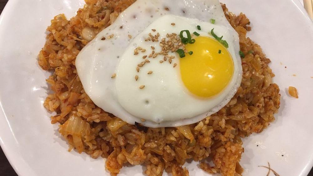 Kimchi Fried Rice · Hot. Fried rice with kimchi topped with fried egg.