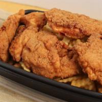Chicken Finger Platter · With windmill french fries.