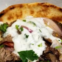 Lamb Gyro · With Lettuce, Tomato,Red Onion, Gyro Meat and House-Made Tzatziki on the side