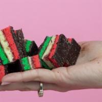 1 Lb Of Rainbow Cookies  · Colorful layers of almond-flour cookie sandwiched with raspberry jam and coated in chocolate...