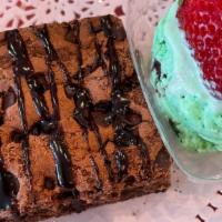 Hot Fudge Brownie With Ice Cream · Delicious homemade brownie with hot fudge and one scoop of your choice of ice cream.