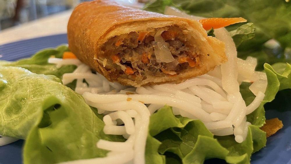 Bbq Pork Or Chicken Summer Rolls /Goi Cuon Ga Or Heo Nuong · The MEAT of YOUR CHOICE, vermicelli, mint leaves, lettuce chive wrapped
in Vietnamese rice sheet, accompanied w/peanut sauce.