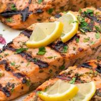 Salmon · Fresh Salmon Grilled  or Fried  Served with two sides & the Flavor is your choice