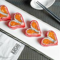 Valentine Roll* · Crunchy spicy tuna inside, wrapped with fresh tuna on the outside.