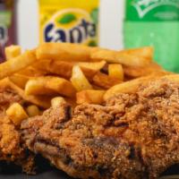 3 Chicken Tenders · 3 piece Chicken tenders, hand tossed in our special seasoning blend and fried to golden perf...