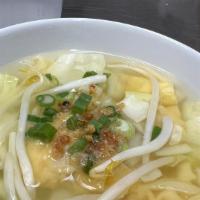 Veggies Dumplings Soup · Clear broth soup, cabbage, scallion, beans sprouts
