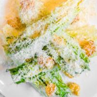 Hail Caesar! Salad · Hearts of Tomaine, radicchio, crispy croutons, parmigiano reggiano, lemon anchovy dressing