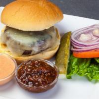 Build Your Own Pat La Freida Burger · Served on a Martin's Potato Roll with lettuce, tomato and onion and a pickle