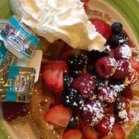Berry Berry · Pancakes, waffles or French toast with blackberries, raspberries, blueberries, and strawberr...