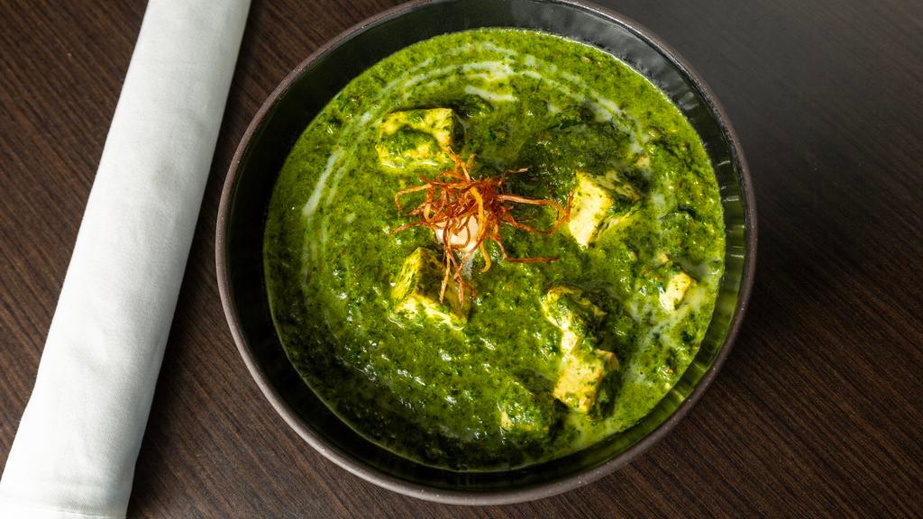 Palak Paneer · Cottage Cheese, Creamy Spinach, Homemade Spice.