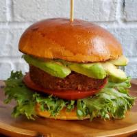 Beyond Meat Burger (Meatless) · Gluten Free, Soy Free Patty - Lettuce, Tomato, Avocado, Red Onion, Sliced Kosher Pickle