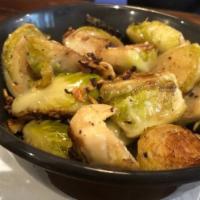 Roasted Brussel Sprouts · Roasted Daily, Almonds, Parmesan Cheese