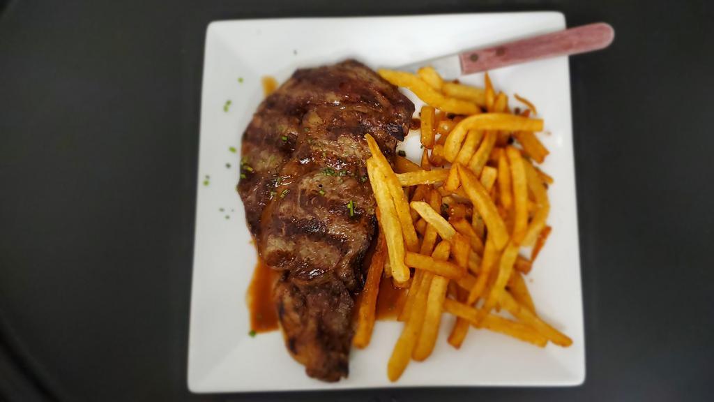 Ny Sirloin Steak Frites · with Hand Cut French Fries, Bordelaise Sauce.