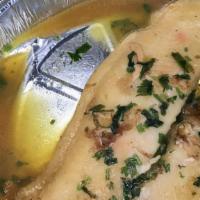 Tilapia Al Horno Lunch · Baked tilapia, rice and beans or boiled potato.