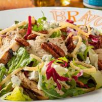 Grilled Chicken Chopped Salad · Gorgonzola, pecans, crispy pasta, herb vinaigrette