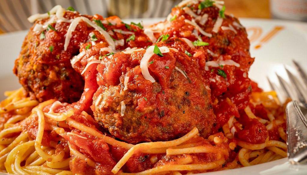 Spaghetti & Meatballs · House-made beef & pork meatballs, marinara, spaghetti, Grana Padano Zanetti.