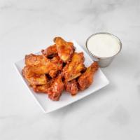 8 Piece Buffalo Wings · 8 piece Jumbo Party Wings on the bone. Served with bleu cheese.