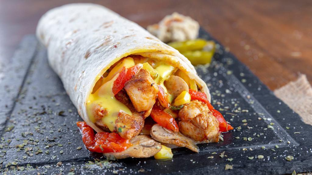 The Healthy Request Wrap · Fresh egg whites, turkey on a whole wheat wrap.