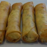Cheese Borak · Fried egg roll stuffed with cheese and mint.