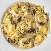 Risotto Tartufo & Prosecco · Please allow 15 min. Carnaroli rice with Prosecco & black truffle.