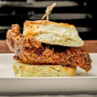 Hey Baby Hot Honey Chicken Sandwich · Chicken on a homemade biscuit drizzled with hot honey