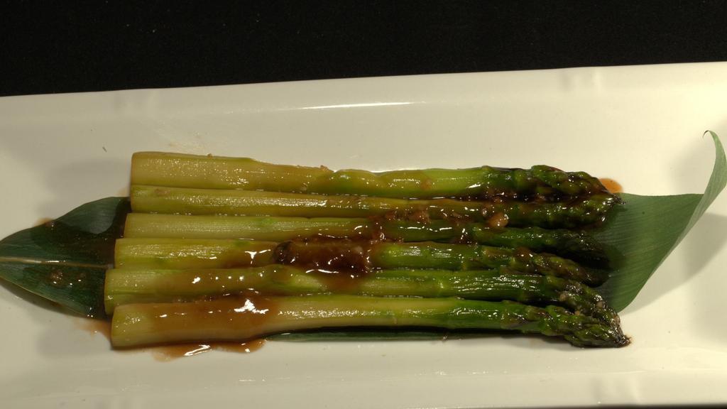 Grilled Asparagus · Robata grilled Asparagus Sweet onion dressing