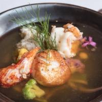 Seafood Hot & Sour Soup · Scallop, shrimp, lobster, and crab meat with seasonal market vegetables.