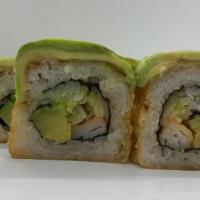 Tempura Dragon Roll · California tempura roll, topped with avocado