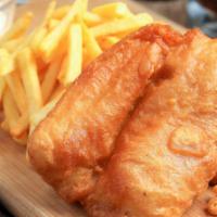 Fish & Chips  · Beer battered fish french fries and spicy tartar sauce.