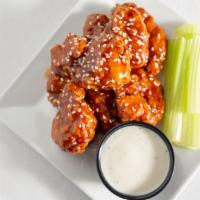 Boneless  Wings · Boneless wings, served with bleu cheese and celery