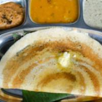 Mysore Dosa · A fresh made thin Indian crepe made from a fermented batter of lentils and rice, topped with...