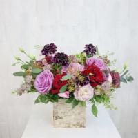 Chelsea · A rustic design mixing pink lisianthus, cool water roses, freedom roses, scabiosas, carnatio...