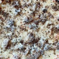 Mushroom Pie · burrata, black truffle, pecorino