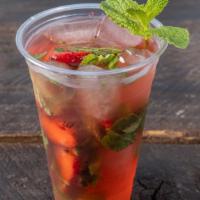 Satellite Strawberry Mint · Fresh made with mint, strawberries sweetened with agave