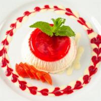 Panna Cotta · Homemade chilled cooked cream thickened, gelatin, and molded.