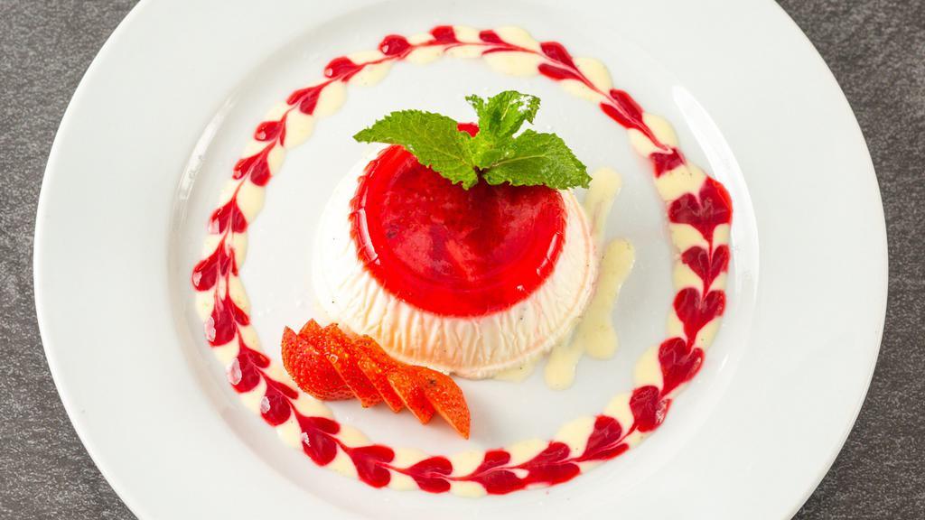 Panna Cotta · Homemade chilled cooked cream thickened, gelatin, and molded.